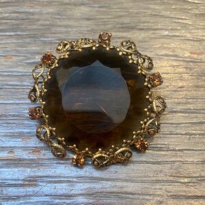Vintage Gold and Brown Brooch